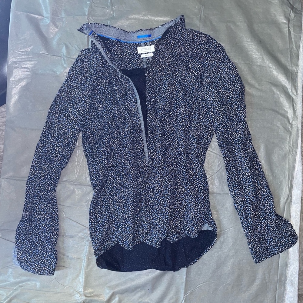 Men’s button down shirt Navy blue floral pattern